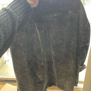 Green corduroy oversized button up.